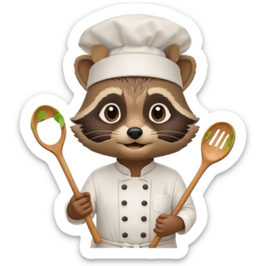 chef brown raccoon sticker