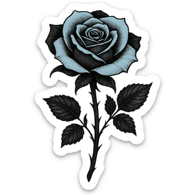 emo black rose with pastel blue petals sticker