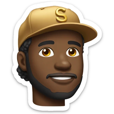 African American man wearing a large gold chain and a flat brim baseball hat on sideways sticker