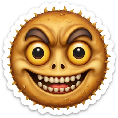 Deep fried scary face with teeth and creepy eyes sticker
