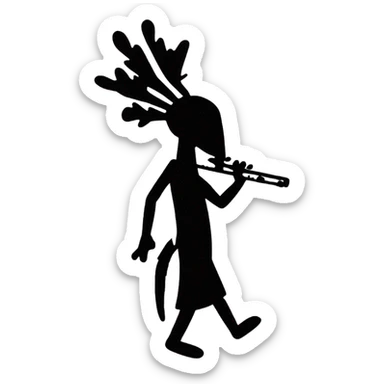 Navajo Kokopelli simple black with flute sticker