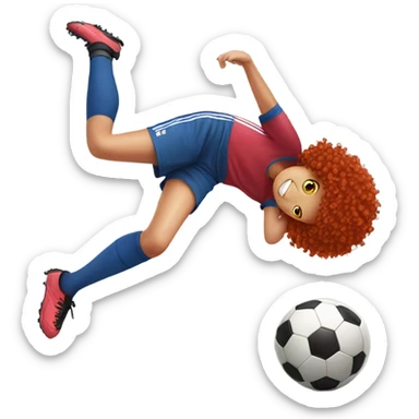 A girl with red curly hair playing soccer  sticker