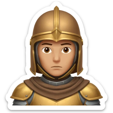 armored desert guardian portrait, head and shoulders only, bronze helmet, desert cape collar, battle-worn armor, strong expression, 3D cartoon, mobile game icon style, clean background, no text, no watermark
 sticker