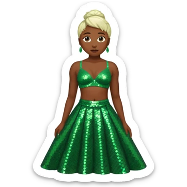 Cynthia Erivo with green sequin bra, green sequin long skirt sticker