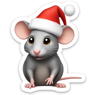 rat with a christmas hat and the name tag “ella” sticker