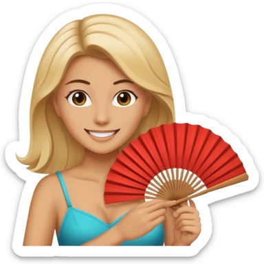 mulher se abanando com leque sticker