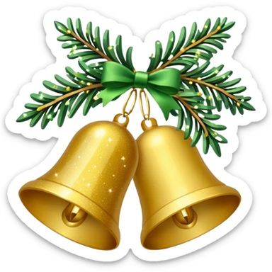 christmas cute bells and pine branches and sparkles sticker