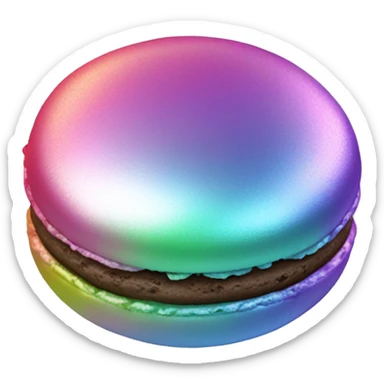 Realistic metallic silver macaroon with gradient colorful filling  sticker