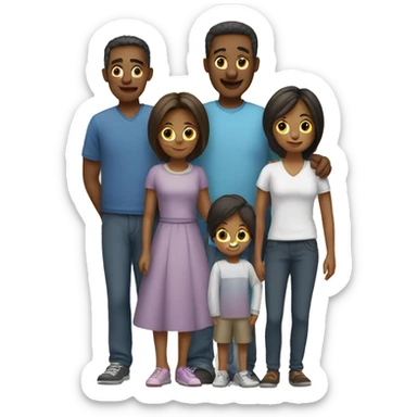 family with two boys one girl and their parents sticker