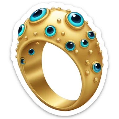 thin gold ring studded with eyeballs sticker