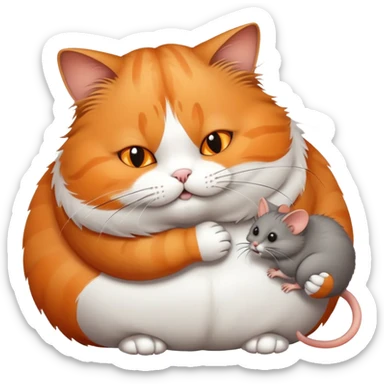 fat cat playing with mouse and trying to kill it sticker