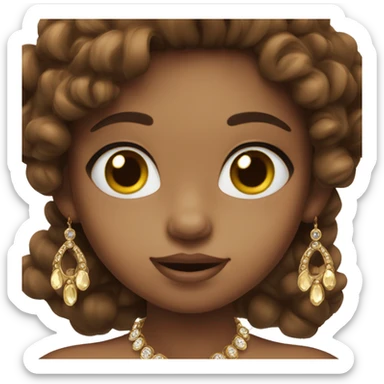 brown-haired girl in jewelry，big eyes sticker