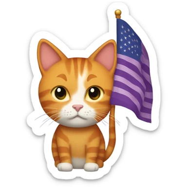 Ginger cat with nonbinary flag sticker
