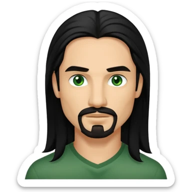 Kevin Richardson with black long hair, green eyes sticker