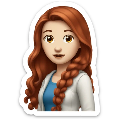 White girl with long dark red hair and blue eyes  sticker
