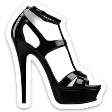 YSL TRIBUTE heels SANDAL black PATENT LEATHER sticker