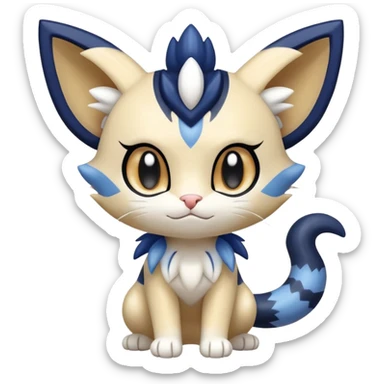 Shiny Cute Adorable Meowth-Litten-Meowstic-Hybrid-Creature with pattern-markings sticker