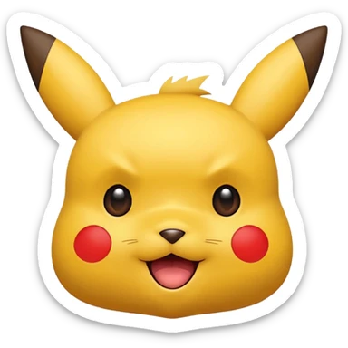 Pikachu inspired by the Rednote app emoji style, featuring a friendly, expressive face and bold, simple shapes with a red accent sticker