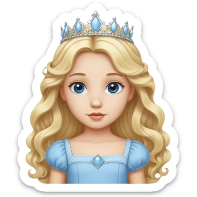 made-up princess with long slightly curly hair and a baby blue dress sticker
