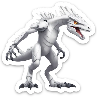  Edgy White Digimon-Fakemon-Velociraptor-Dragon-Mecha full body sticker