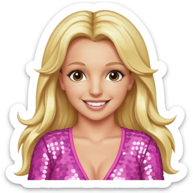 Britney Spears with long blonde hair, pink sequin outfit sticker