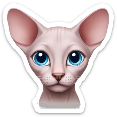 Pink-sphinx-cat-blue-eyes-big ears sticker