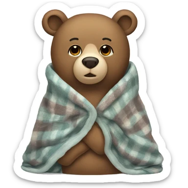 bear cozy in blanket sticker