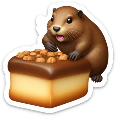 A beaver eating praline brioche sticker