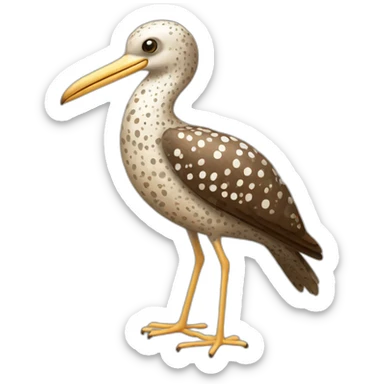 brown speckled sea bird with white spots and long legs sticker