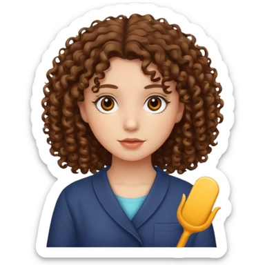 Chica con cabello chino mediano piel blanca ojos cafés  sticker