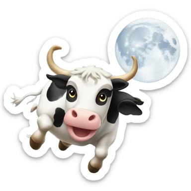 cow jumping over the moon sticker