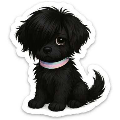 emo puppy wearing a pastel collar, no background sticker