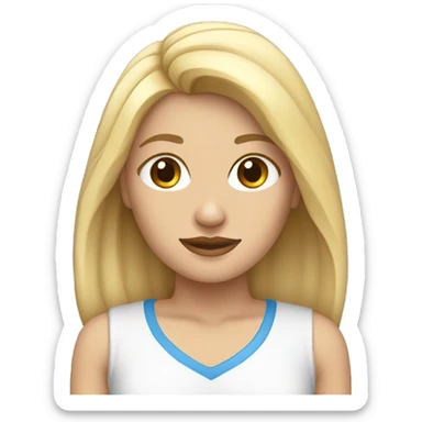 Mujer con el pelo rubio y ojos azules y ropa blanca sticker