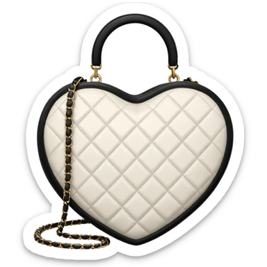 chanel white and black heart shape bag sticker