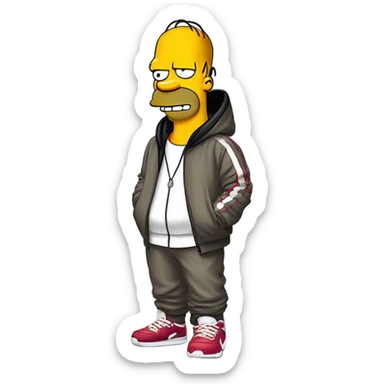 Homer Simpson wearing a golden Nike set with a Jordans ￼ sticker