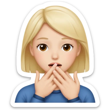 Blushing with hand covering mouth sticker