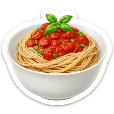 Draw a bowl of spaghetti pasta with tomato sauce & basil garnish. sticker