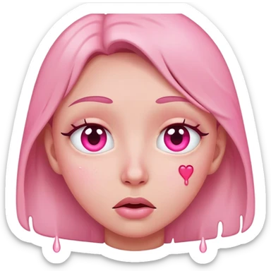 Heart eyes with tears pink sticker