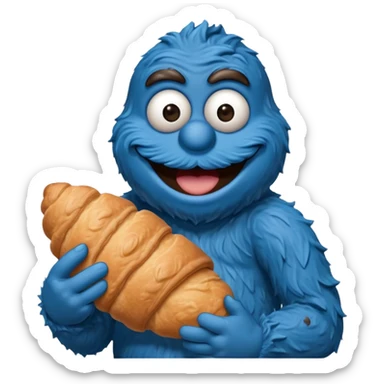 emoji from a french cookie monster with croissant sticker