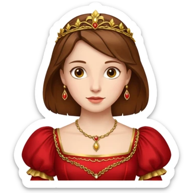 Renaissance lady – brown hair, red dress with gold trim sticker