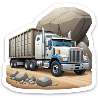 18 wheeler dumping rocks sticker