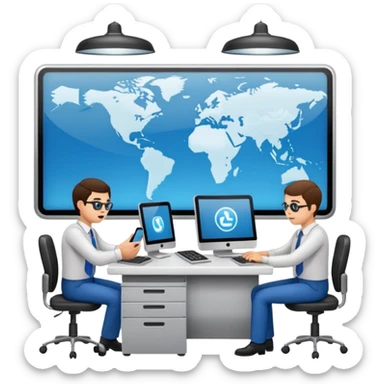 Digital Labour and an example of Agents at work in a workplace setting. sticker