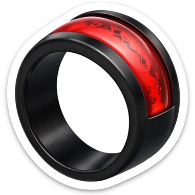 iOS sticker, dark fantasy ring, black metal, red inner glow, minimal sticker