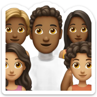 a group of five people sticker