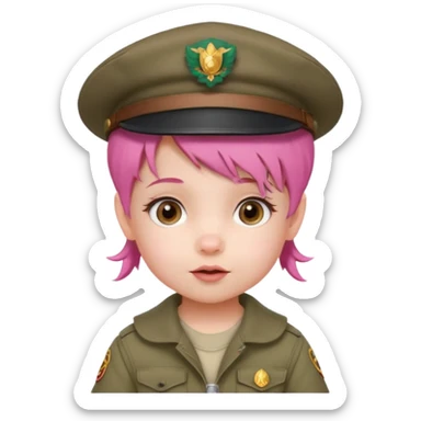 very small baby scout girl with pink hair and scout hat sticker