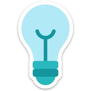 Light bulb icon,  flat emoji style, outline with blue and turquoise colors sticker