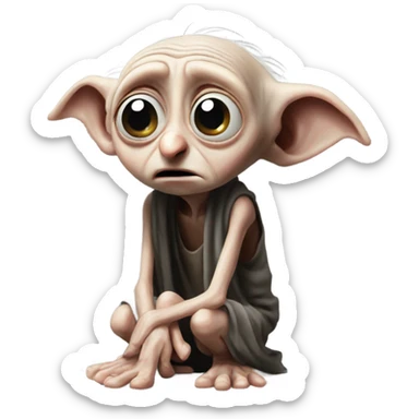 Sad Dobby from Harry Potter crying with piece of chalk  sticker