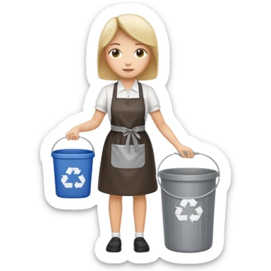 full side body , housekeeper put the trash in can sticker