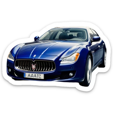 Maserati Quattroporte (2022) – cinematic-realistic Maserati Quattroporte emoji, its striking Italian design turning heads as it effortlessly maneuvers through the streets of Milan. The engine roars with Italian flair, echoing the car's racing heritage while enveloping the driver in an atmosphere of true luxury. sticker