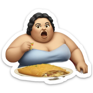 fat lady eating a burgee sticker
